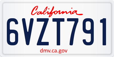 CA license plate 6VZT791