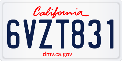 CA license plate 6VZT831