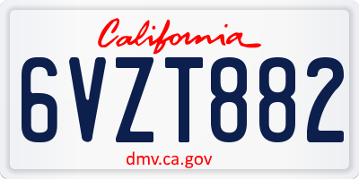 CA license plate 6VZT882