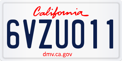 CA license plate 6VZU011