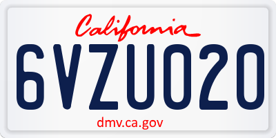 CA license plate 6VZU020