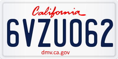 CA license plate 6VZU062