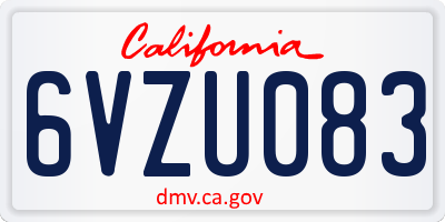 CA license plate 6VZU083