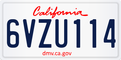 CA license plate 6VZU114