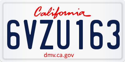 CA license plate 6VZU163