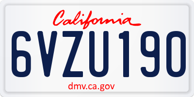 CA license plate 6VZU190