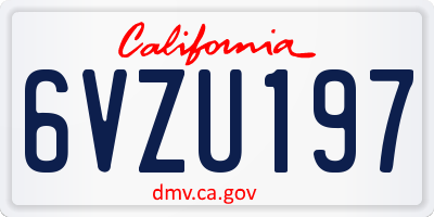 CA license plate 6VZU197