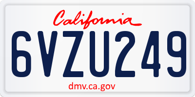 CA license plate 6VZU249