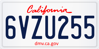 CA license plate 6VZU255