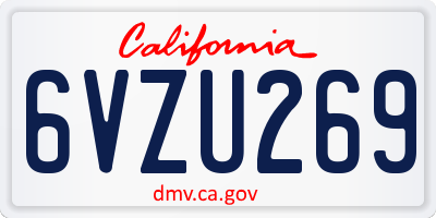CA license plate 6VZU269
