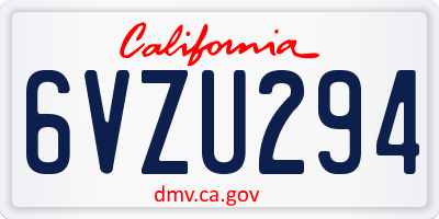CA license plate 6VZU294