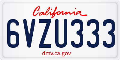 CA license plate 6VZU333