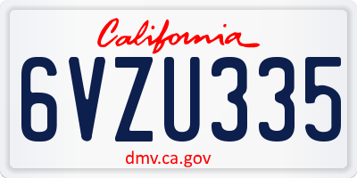 CA license plate 6VZU335