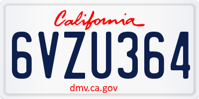 CA license plate 6VZU364