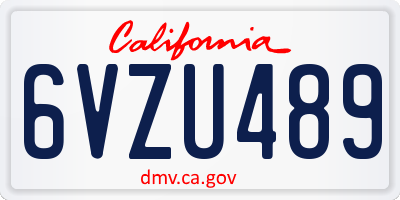 CA license plate 6VZU489