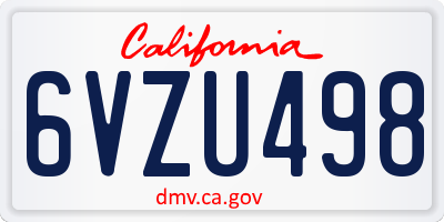 CA license plate 6VZU498