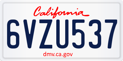 CA license plate 6VZU537
