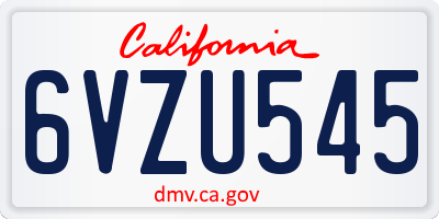 CA license plate 6VZU545