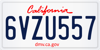 CA license plate 6VZU557