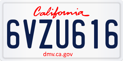 CA license plate 6VZU616