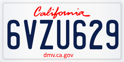 CA license plate 6VZU629