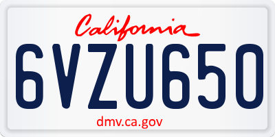 CA license plate 6VZU650
