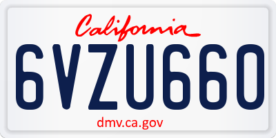 CA license plate 6VZU660