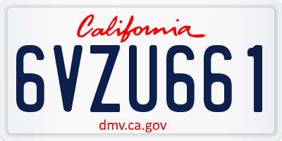 CA license plate 6VZU661