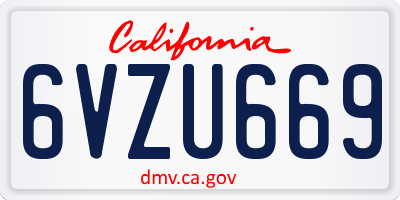 CA license plate 6VZU669