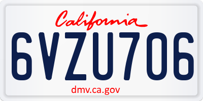CA license plate 6VZU706