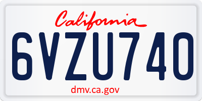 CA license plate 6VZU740