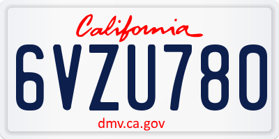 CA license plate 6VZU780