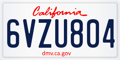 CA license plate 6VZU804