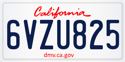 CA license plate 6VZU825