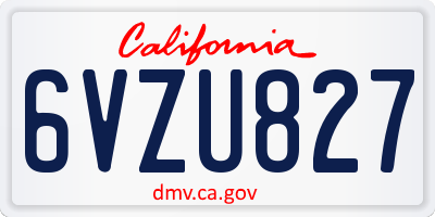 CA license plate 6VZU827