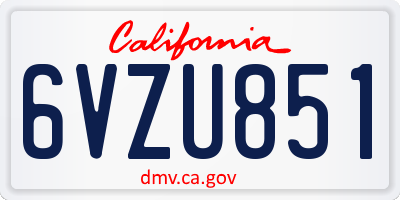CA license plate 6VZU851