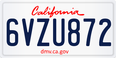 CA license plate 6VZU872