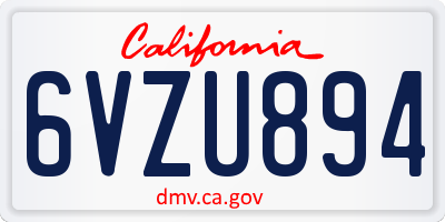 CA license plate 6VZU894