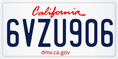 CA license plate 6VZU906