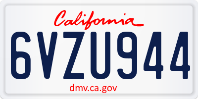 CA license plate 6VZU944