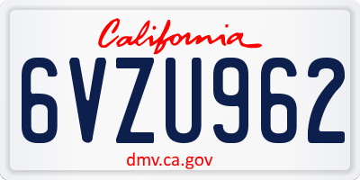 CA license plate 6VZU962