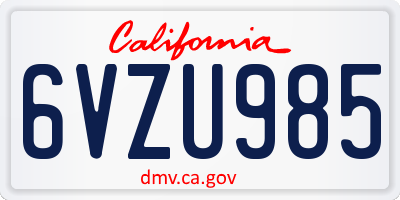 CA license plate 6VZU985