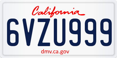 CA license plate 6VZU999