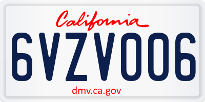 CA license plate 6VZV006