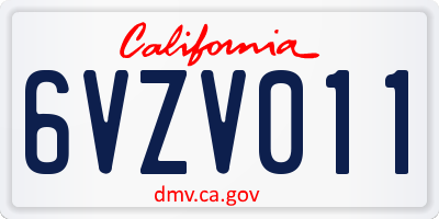 CA license plate 6VZV011
