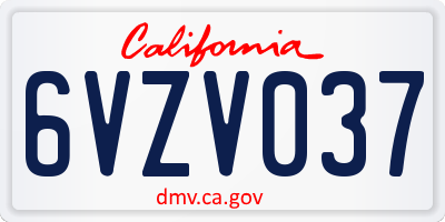 CA license plate 6VZV037
