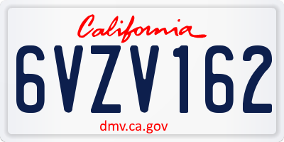 CA license plate 6VZV162