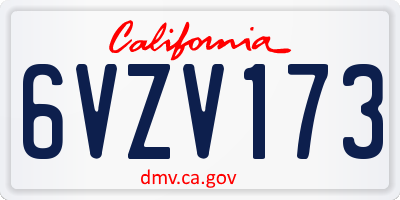 CA license plate 6VZV173