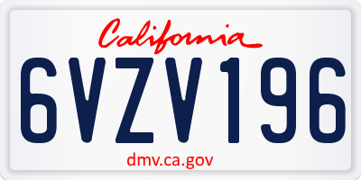 CA license plate 6VZV196