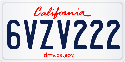CA license plate 6VZV222